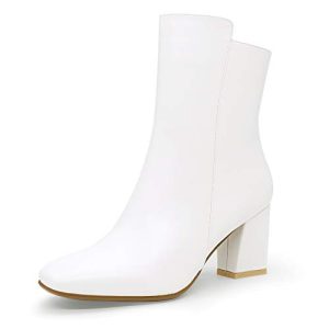 Women's Ada Fashion Square Toe Ankle Boots Low Block Heel Short Boots Side Zipper Booties Shoes- Half Size Larger Rubber sole Shaft measures approximately 5.7" from arch FASHION SQUARE TOE AND BLOCK HEEL: These stylish ankle boots with closed square toe, chunky heels (2.8 inches Approx) provides long-lasting comfort and steady steps.