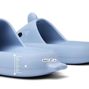 Men's and Women's Shark Slides Cloud Slippers Summer Novelty Open Toe Slide Sandals Anti-Slip Beach Pool Shower Shoes with Cushioned Thick Sole Ethylene Vinyl Acetate sole 1.6 inch thick sole that provides good support to your feet The deep heel cup footbed fits the curve of the foot pelvic floor and makes walking more comfortable